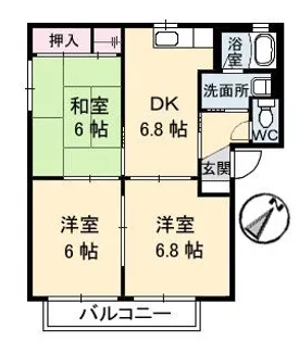 エクセル ハイツ B棟【2階】の間取り