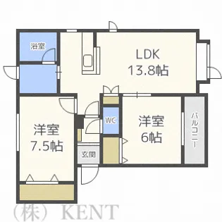 グランドソレーユB【1階】の間取り