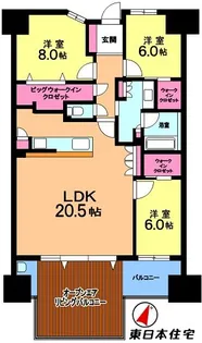 ヴェレーナシティ千葉NT中央ザ・フロント【7階】の間取り
