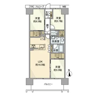 HONOKUNI RESIDENCE【15階】の間取り