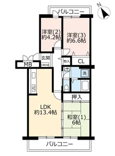 UR幕張四丁目【3階】の間取り