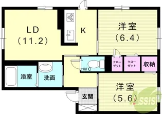 シャトー鳥羽【1階】の間取り