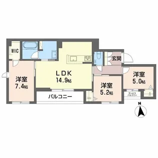 輝 阪南町【3階】の間取り