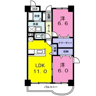 マンション グランデ カナバ【2階】の間取り