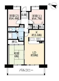 URグリーンヒルズ六甲【3階】の間取り