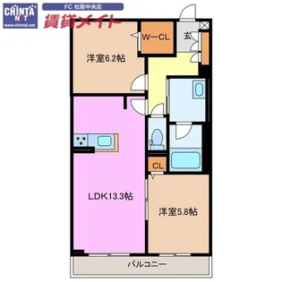 シャーメゾンステージ殿町【2階】の間取り