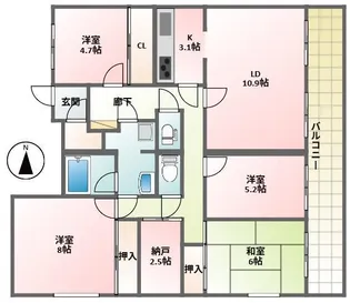 桜上水マンション【8階】の間取り