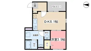 1DKの間取り画像