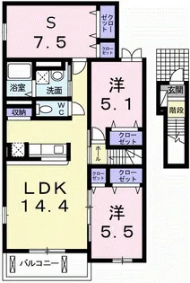 アンサードリームNKT【2階】の間取り