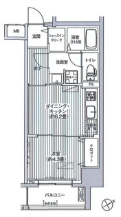 ワイズ柳橋【6階】の間取り