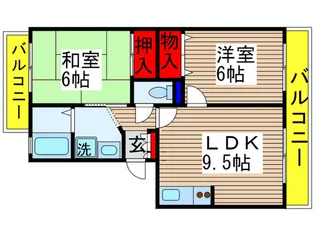 ハイツ・サンピ-チB【2階】の間取り