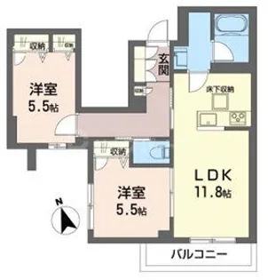 アーバングレイス【1階】の間取り