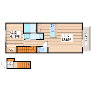 クラージュ長町【2階】の間取り