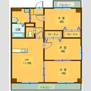 アムール松倉【1階】の間取り