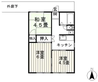 グリーンコーポ細谷【1階】の間取り