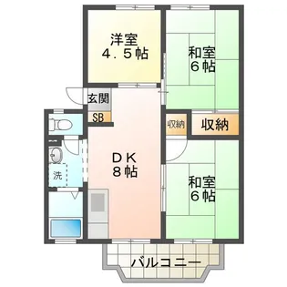 サンヴィレッジ小杉A棟【1階】の間取り