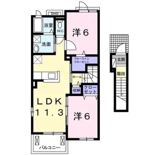 グランディール白石A【2階】の間取り
