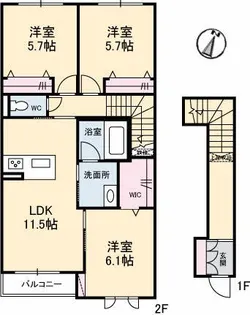 シャーメゾンリズ【2階】の間取り