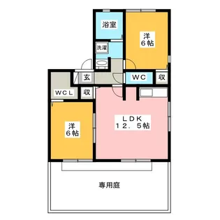 ハイカムール森 B棟【1階】の間取り