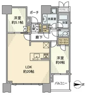DEUX TOURS CANAL&SPA EAST【13階】の間取り