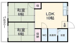 サンハイツ喜代住【4階】の間取り