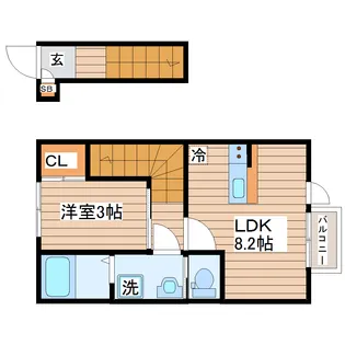 コンフォール南仙台【2階】の間取り