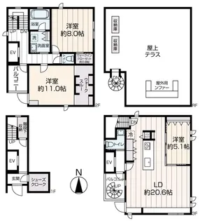 東京都渋谷区神宮前4【一戸建】の間取り