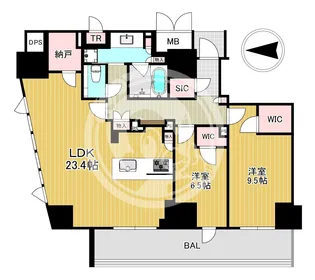 ジオタワー新町【16階】の間取り