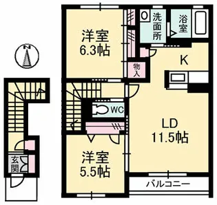 シャーメゾン黒石【2階】の間取り