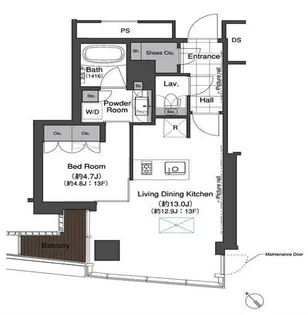 スカイハウス浜離宮【13階】の間取り