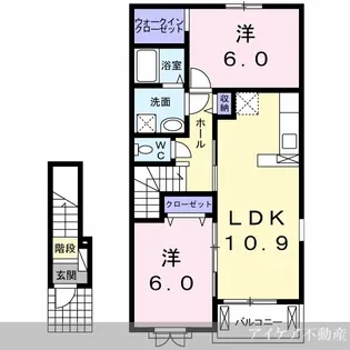 徳島県吉野川市鴨島町鴨島【アパート】の間取り