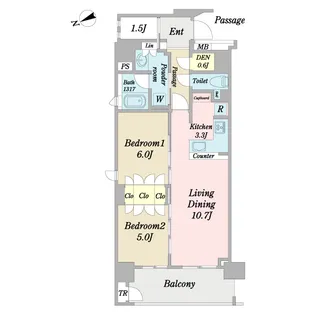 パークホームズセンター北【6階】の間取り