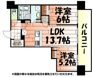 ザ・サンパーク小倉駅タワーレジデンス【7階】の間取り