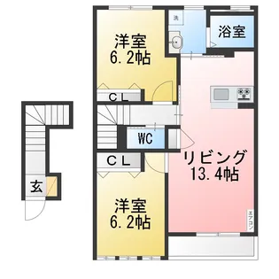 Peace矢作 (ピースヤハギ)【2階】の間取り