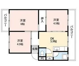 シーサイド貝掛マンションB棟【2階】の間取り