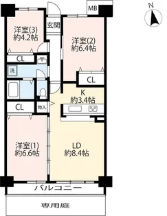 URすまいる亀有【1階】の間取り