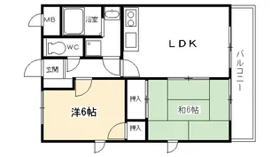 一ヶ谷ハイツ2【3階】の間取り