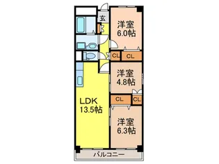 緑地公園パ-クハイツ7号棟の間取り