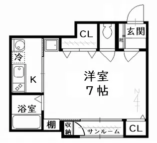 大将軍ハイム【3階】の間取り