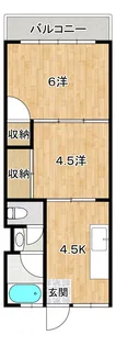 吾反田マンション【2階】の間取り
