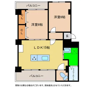 徳島県阿南市見能林町下志んじやく【マンション】の間取り