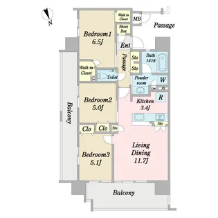 ブランシエラ那覇曙プレミスト【9階】の間取り