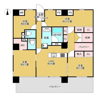 ポレスタータワー高田【16階】の間取り