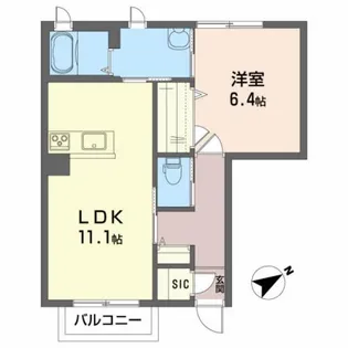 シャーメゾン楢山B【1階】の間取り