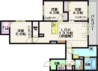オカバ世田谷深沢ヘーベルメゾン【3階】の間取り
