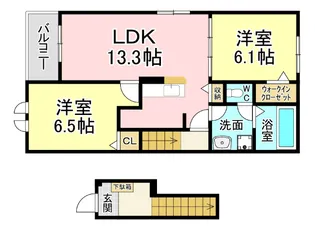 福岡県北九州市小倉南区湯川1【アパート】の間取り