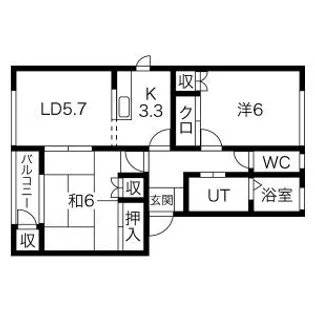 グランデ本館2番館【2階】の間取り