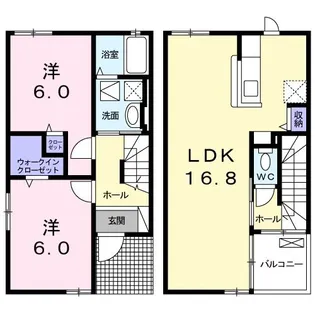 メゾネット・雅【1階】の間取り