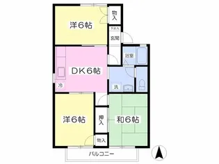 セジュール城南A棟【1階】の間取り