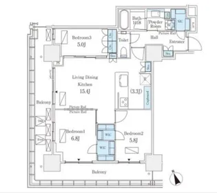 ロイヤルパークス品川【25階】の間取り